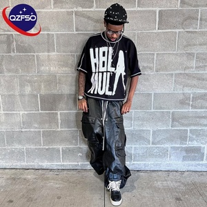 QZFSO 100% algodón 230gsm puntadas bordado desgastado gráfico camiseta logotipo personalizado impreso camiseta de gran tamaño para hombres camiseta lavada - Product Image 1