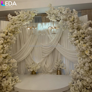 Décor de fond intérieur LEDA, rideau en soie de lait blanc carré simple de haute qualité pour mariage - Product Image 3