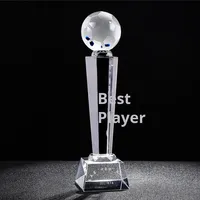 Trofeo de cristal de copa de cristal al por mayor, trofeo de fútbol en blanco personalizado, placas conmemorativas de campeón para fútbol, trofeo de cristal