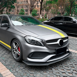 Amp-Z Front Bumper Lip Splitter For Mercedes-Benz A-Class W176 2013-2018 A45 AMG Piano Black Carbon Fiber Texture - Product Image 3