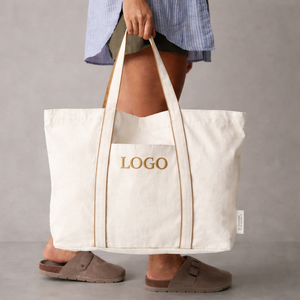 Fashionable Personalised Courtside Tote Bag Large Capacity Cotton Canvas Monogram Embroidered Logo Tote Bag - Product Image 1