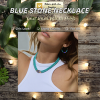 Collier pendentif en acier inoxydable fait main, style décontracté/sportif, pierre naturelle, perle de verre bleu turquoise, unisexe