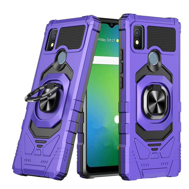 Mobile Phone Cases for Cricket Outlast 2024 Icon 6 Debut S3 S2 Ring Kickstand Shockproof Bumper Protection Rugged Phone Cover