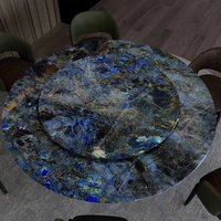 Dalles de comptoir en granit bleu vert Labradorite de Madagascar, de luxe naturel, polies, de grande taille, pour sols et murs