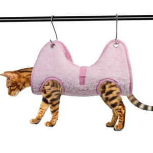 Universal Pet <b>Hammock</b> For Nail Trimming Cat Dog Grooming Thick Plush Fur Pink Gray S M Size - Product Image 4