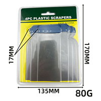 Lot de 4 grattoirs à mastic avec manche en plastique bleu et lame en acier à haute teneur en carbone pour le décapage de peinture, de plâtre, de papier peint et de colle sur les murs secs – Outil manuel