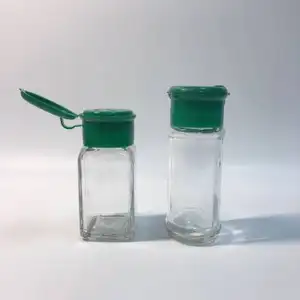 Tek açık kapaklı veya çift açık kapaklı plastik cam baharat şişeleri toz depolama kavanozu