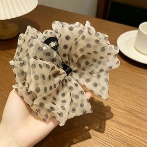 Organza polka dot <b>bow</b> hair <b>clip</b>, mesh, elegant and youthful, large and sophisticated hair <b>clip</b>. - Product Image 3