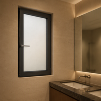 Fenêtre de salle de bain moderne en aluminium à battant, nouveau design, étanche, ouverture verticale, en alliage d'aluminium durable pour salle de bain
