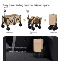 Chariot de camping pliable compact pour économiser de l'espace, chariot de plage pliable 210L, robuste, avec poignée réglable pour l'extérieur