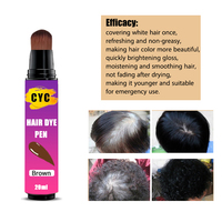 Pena pewarna rambut Label pribadi 4 warna, pena pewarna cat rambut renda berwarna cokelat, stik sentuhan akar tahan air