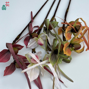 Fleurs artificielles en soie Paphiopedilum, orchidée artificielle, décoration d'intérieur, arrangement de mariage, ornement de réception d'hôtel, style minimaliste - Product Image 1