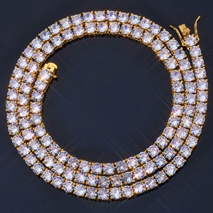 สร้อยคอเทนนิสโมอิสซาไนต์แบบพรีเมียมสั่งทำพิเศษ เงินแท้ 925 ประดับเพชรเต็มเส้น สไตล์ฮิปฮอป ผ่านการทดสอบเพชร VVS - Product Image 1