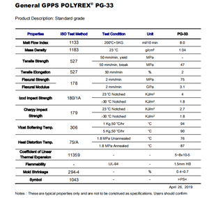 Prix de gros CHIMEI PG-33 GPPS Polystyrène PS GPPS Polystyrène Polystyrène Vierge GPPS à Usage Général Granulés de Plastique Polystyrène Prix - Product Image 2