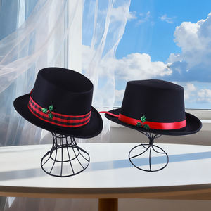 Chapeaux <span class=keywords><strong>de</strong></span> <span class=keywords><strong>Noël</strong></span> en gros avec ruban rouge et baies <span class=keywords><strong>de</strong></span> houx pour fêtes d'entreprise, scène <span class=keywords><strong>de</strong></span> magie - Tissu denim, style européen - Product Image 3