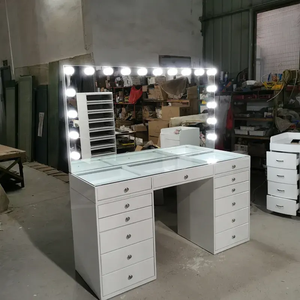 Modern 13-Drawer White Mirrored Dressing Table With LED <b>Jewellery</b> Box Adjustable Wood Mirror Dresser for Bedroom Home Use - Product Image 2