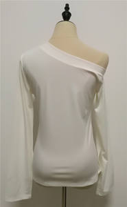 Bianco Femmina T-Shirt Off Spalla Slash Collo Sexy Top Spaccato delle Donne Lunghe del Manicotto T-Shirt Coreano Vestiti di Grandi Dimensioni AQQ1601 - Product Image 3