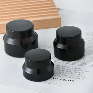 Spot transparent black glossy frosted high quality glass cream jar