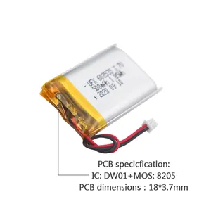 Bateria recarregável UFX 602535 500mAh 3.7V para equipamentos médicos de fábrica de células de lítio na China