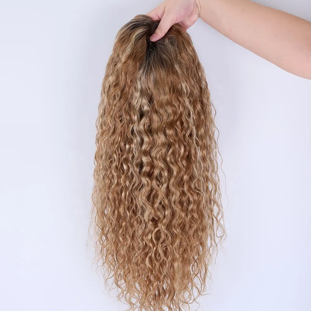 मानव बाल रेशम शीर्ष टौपी घुंघराले महिलाओं के लिए प्राकृतिक खोपड़ी अव्वल अव्वल घुंघराले मानव बाल टौपी
