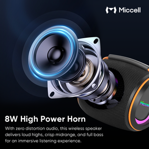Enceinte portable sans fil Miccell 8W BT, son professionnel, caisson de basses audio pour fête, son HD, étanche IPX6, enceintes intelligentes - Product Image 4