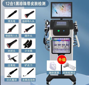 Appareil multifonctionnel 12 têtes pour le soin du visage en salon : scanner cutané, <span class=keywords><strong>injection</strong></span> d'oxygène, traitement de peeling aquatique - Product Image 5