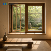 Fenêtre à battant en bois avec revêtement en aluminium, triple vitrage teinté, protection UV pour salle de bain