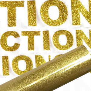 50cm X 25M Rolo Gold Glitter Flex Vinyl Low Temperature <span class=keywords><strong>Heat</strong></span> <span class=keywords><strong>Transfer</strong></span> <span class=keywords><strong>Foil</strong></span> para Vestuário Têxtil Feito de PET PU Metal - Product Image 3