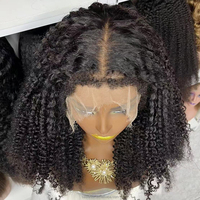 Perruque en dentelle HD suisse 13x6, cheveux humains vierges Remy bouclés Kinky Curl, nœuds blanchis, ligne de cheveux 4C, 12-36 pouces, couleur naturelle 13*6