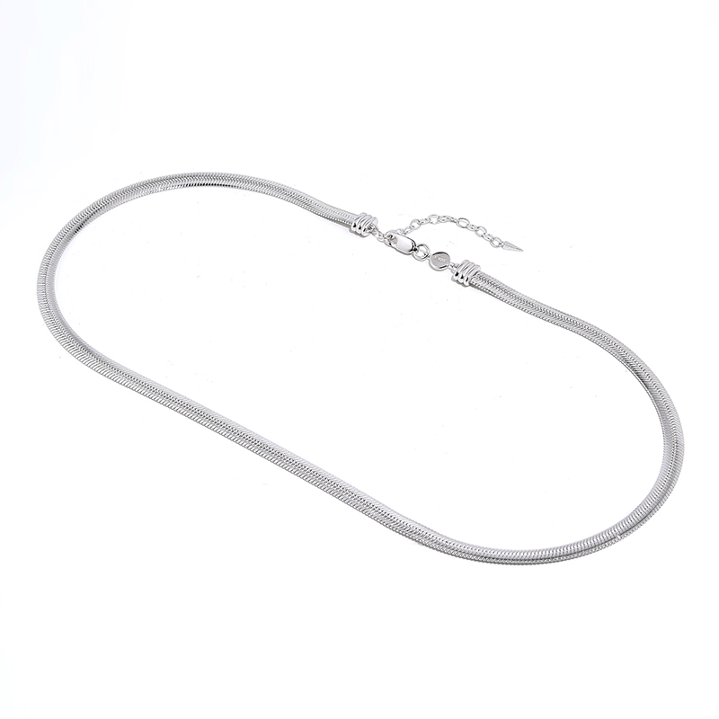 Cadena de plata 925 chapada en platino, cadena de serpiente para hombres y mujeres