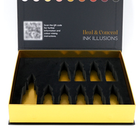 Boîte rigide de luxe noire et or avec compartiment en mousse découpée sur mesure pour bouteille, emballage anti-déversement pour kit d'artiste cosmétique