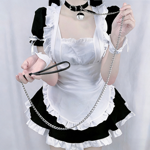 Abito da cameriera con volant bianco e nero, stile Lolita, costume cosplay, set per gioco di ruolo anime, stile anime giapponese originale, Kasugano Dome <span class=keywords><strong>Maid</strong></span> - Product Image 2