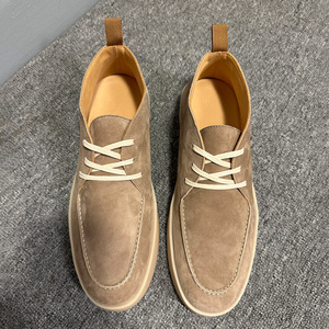 Chaussures montantes en daim pour hommes, couleur abricot, talon bas, à lacets, bottines décontractées pour le quotidien - Product Image 2