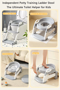 Asiento de entrenamiento para ir al baño con escalera plegable, taburete desmontable, asiento de inodoro para bebés y niños pequeños <span class=keywords><strong>ELSABABY</strong></span> EB-341 - Product Image 3