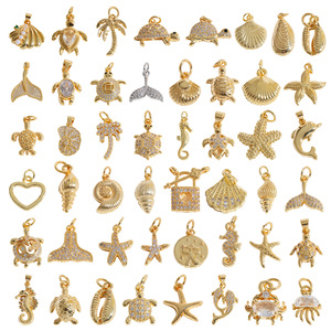 Ocean Series Copper Pendant Mixed Shapes Plated For DIY Necklace Earrings Accessories Wholesale - Product Image 1