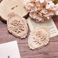 Appliques d'onlay en bois non peintes décalcomanie ovale artisanat central pour meubles de décoration intérieure plafond-artisanat en bois boîtes en bois signes muraux