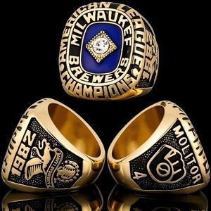 Anillo <span class=keywords><strong>de</strong></span> Aleación del Campeonato <span class=keywords><strong>de</strong></span> <span class=keywords><strong>la</strong></span> Liga Mayor <span class=keywords><strong>de</strong></span> Béisbol <span class=keywords><strong>de</strong></span> los Milwaukee Warriors <span class=keywords><strong>de</strong></span> 1982, Chapado en Plata 925, Regalo Hip Rock - Product Image 1