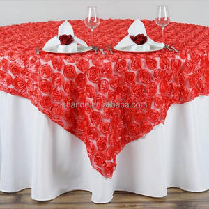Romántico elegante decorativos roseta raso bordado mantel superposiciones de boda - Product Image 5