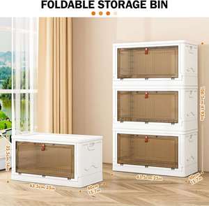 Foldable PP Plastic Storage <b>Boxes</b> Bins Lid 1-2L Capacity for <b>Clothes</b> Shoes Food-Multifunction Classic Design for Living Room - Product Image 3