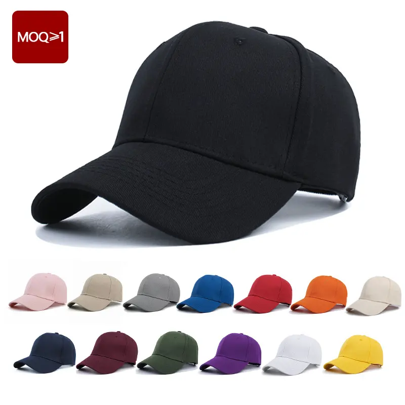 Aanpassen Logo Unisex Hoge Kwaliteit 100% Katoen Baseball Caps Mode Effen Kleur Sport Hoeden En Caps Voor Mannen