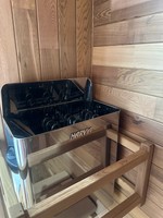 Sauna vapeur miniature extérieur avec poêle électrique, en cèdre rouge, pour 2 personnes, avec contrôle Wi-Fi et fenêtres en transom