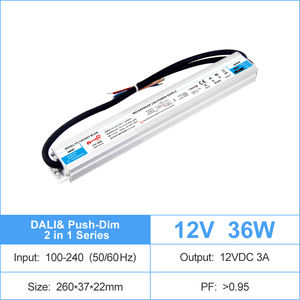36W 75W 100W CV Flicker Free DALI-2 <b>Push</b> Dimmable LED Strip Driver 100-240V AC-DC 12V 24V Single Output IP67 LED Power Supply - Product Image 2
