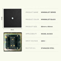 USB TYPE C Interrupteur de panneau en acier inoxydable noir mat de style moderne Interrupteur à bascule 2 voies Prises électriques et interrupteurs muraux
