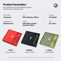 Bloc-notes en cuir personnalisé, classeur A5, agenda relié à feuilles mobiles, couverture rigide, avec stylo, clé USB 16 Go, coffret cadeau, bloc-notes, logo d'entreprise