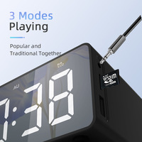 Réveil électronique portable TBFIT avec chargeur sans fil 15W et haut-parleurs de musique pour réveil Table de chevet d'hôtel