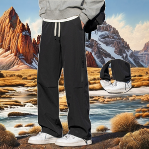 Anszktn กางเกงจ็อกเกอร์ผู้ชายลำลองแบบสมาร์ทกันน้ำเอวกลางเอวยางยืดทรงหลวมขาตรงแห้งเร็วฤดูใบไม้ผลิ100% ระบายอากาศได้ดี - Product Image 2