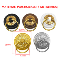 Poignée de porte de placard à chaussures Jieying, anneau de tirage pour meubles, style chinois simple, base en plastique + anneau en métal, quincaillerie, poignée de porte de placard