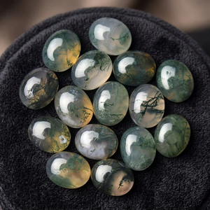 Cabujón de Ágata Musgo Verde Natural, Corte Pera, Opalescente, Calibrado, para Joyería (4-10mm) 1.00CT - Product Image 5