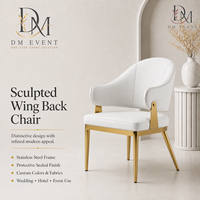 Chaise de salle à manger moderne incurvée et rembourrée avec dossier en acier inoxydable doré et coussin blanc pour banquets d'hôtel - Vente en gros