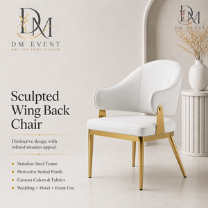 Modern Curved Upholstered Arm Back Gold Stainless Steel Wedding <b>Dining</b> <b>Chair</b> with White <b>Cushion</b> for Hotel Banquets Wholesale - Product Image 4